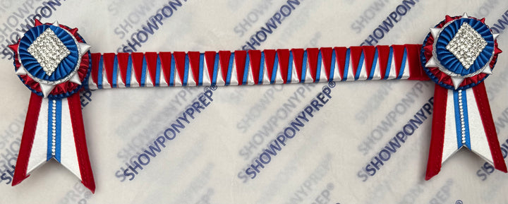 13" Royal, Red & White Browband