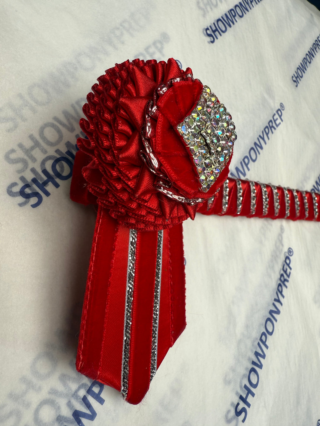 13" Red & Silver Browband