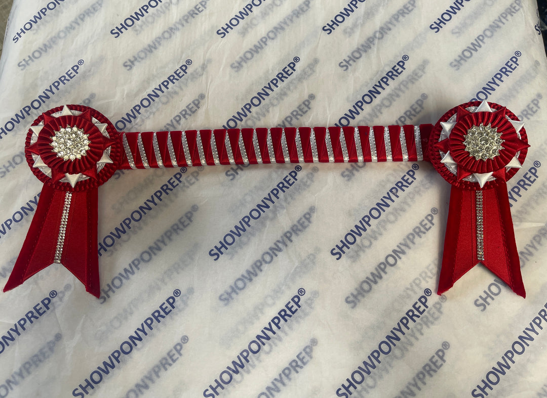 13.5" Red and White Stripe Browband