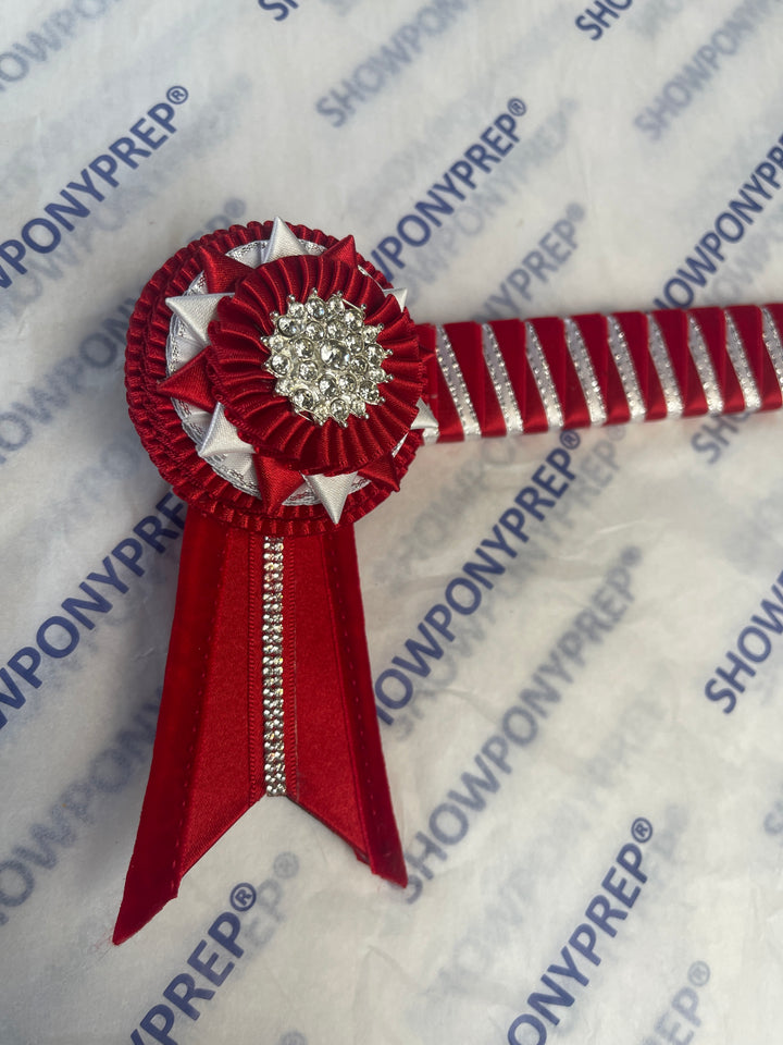 13.5" Red and White Stripe Browband