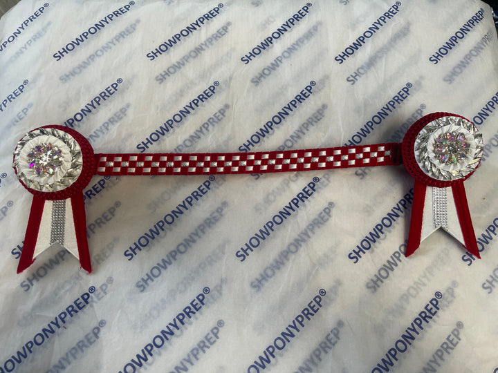 13.5" Red & White Checkerboard Style Browband