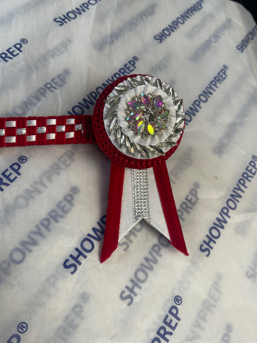 13.5" Red & White Checkerboard Style Browband