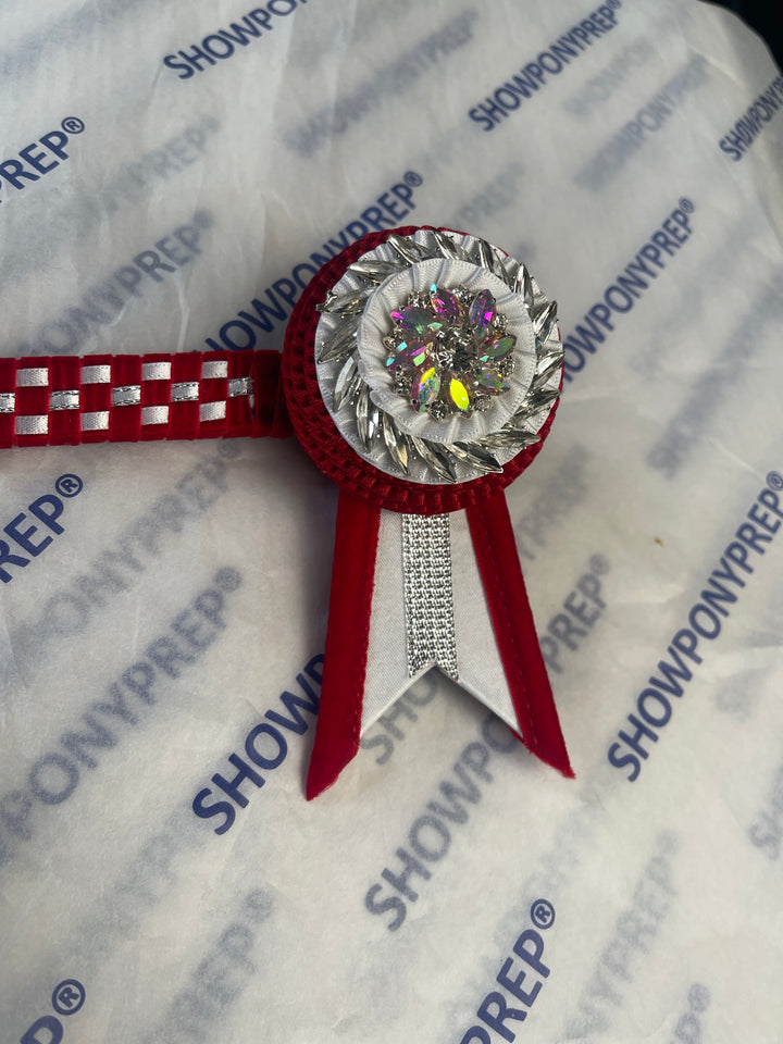 13.5" Red & White Checkerboard Style Browband