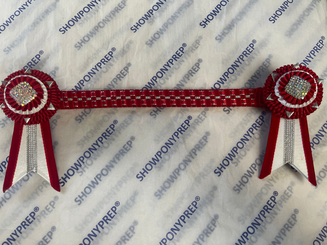 13.5" Red, Silver & White Browband