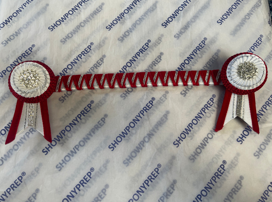 13.5" Red & White Diagonal Browband