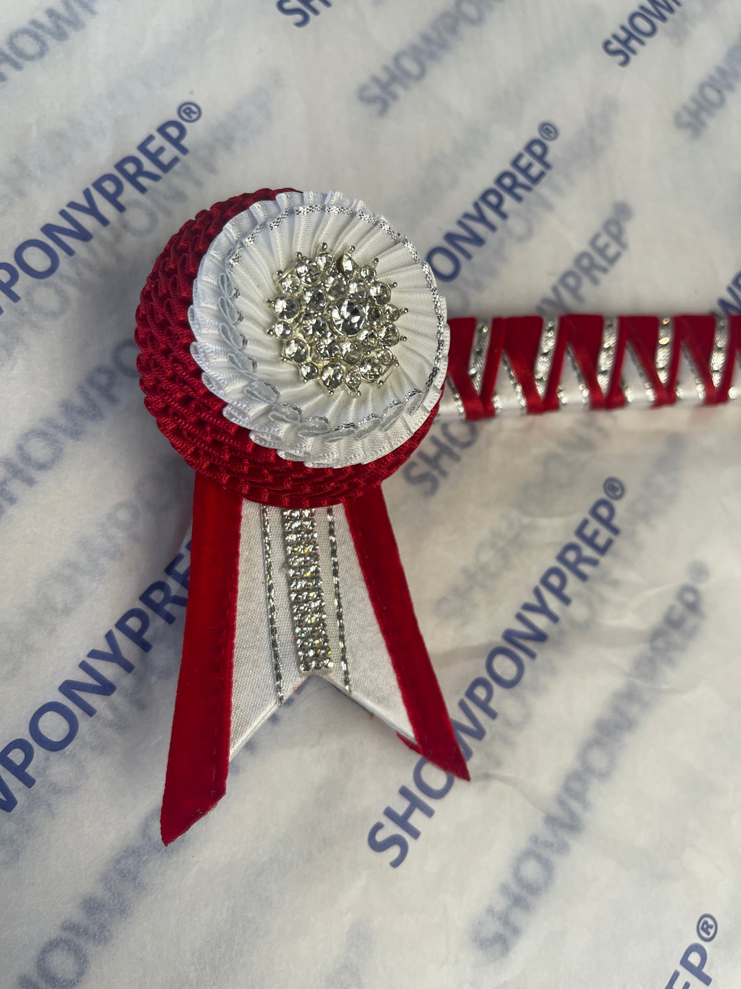 13.5" Red & White Diagonal Browband