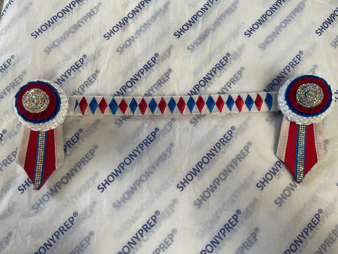 13.5" Red, White & Blue Diamond Browband