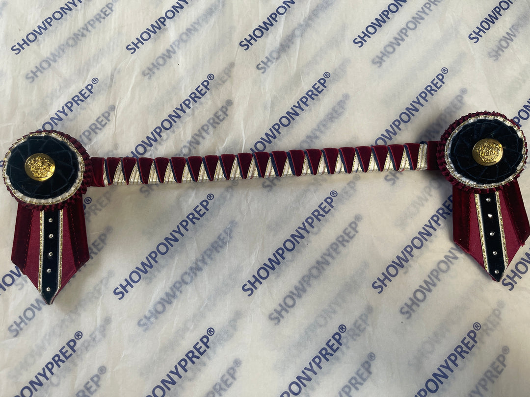 13.5" Burgundy & Gold Button Browband