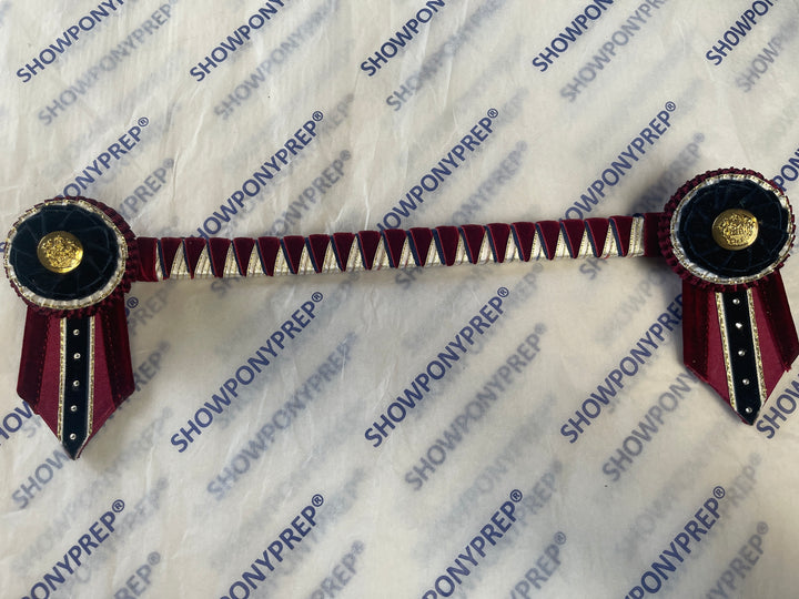 13.5" Burgundy & Gold Button Browband