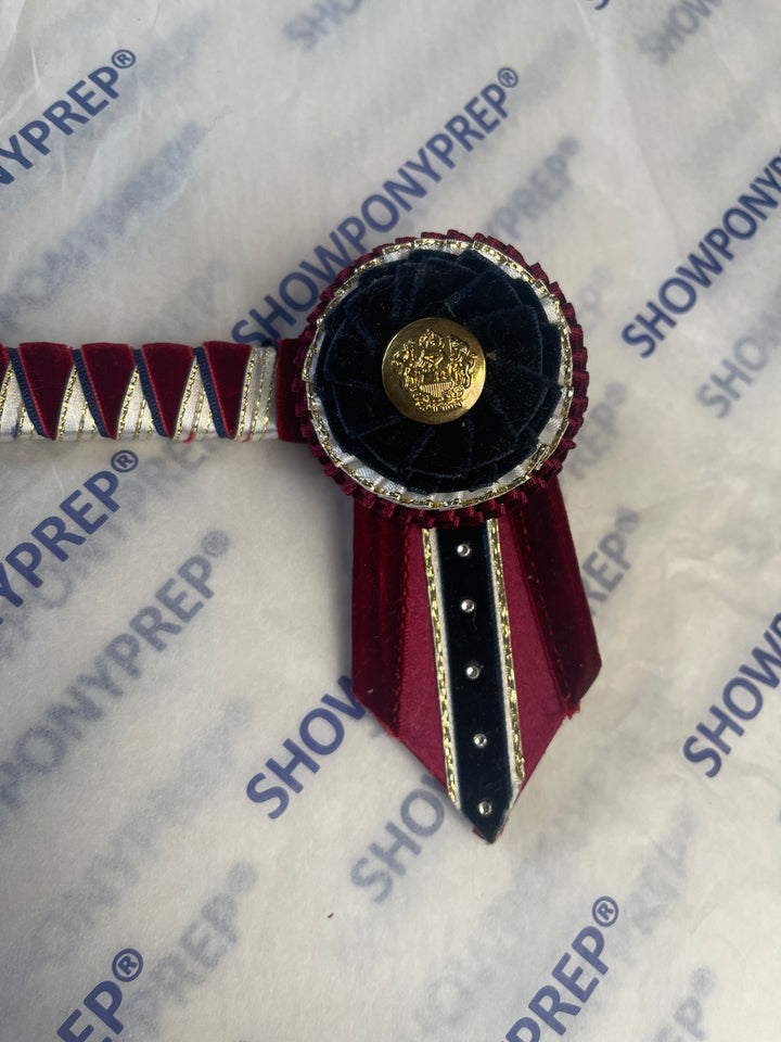 13.5" Burgundy & Gold Button Browband
