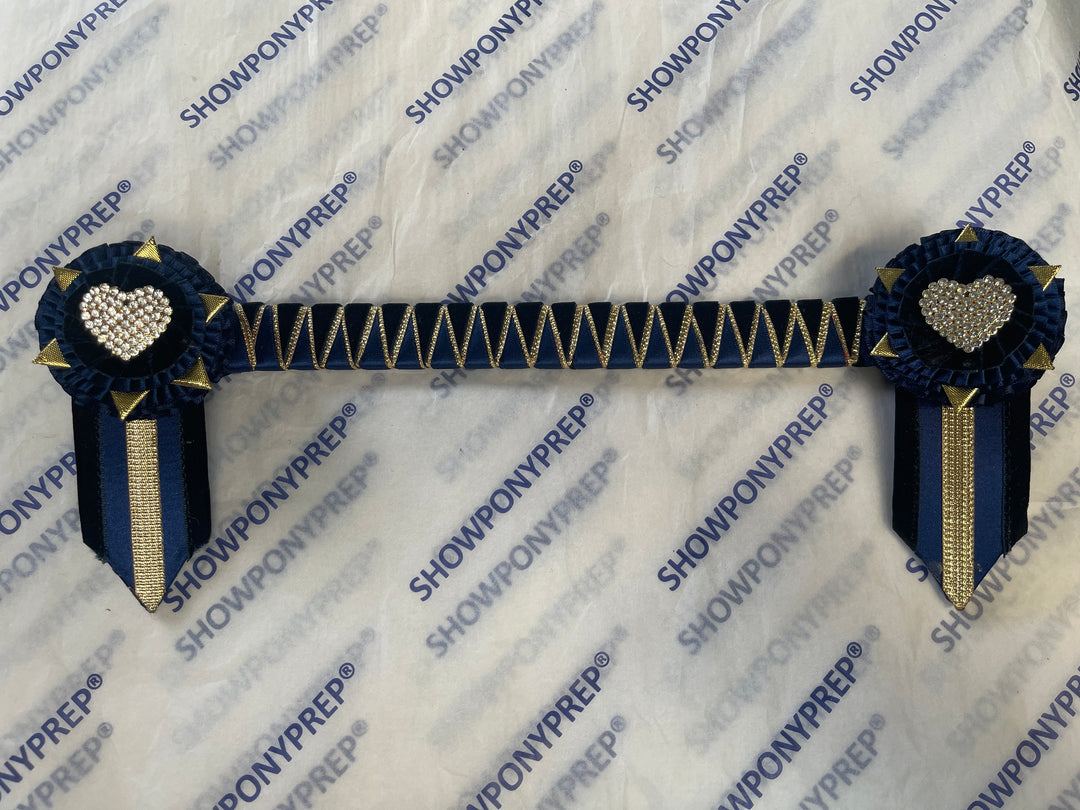 14” Navy & Gold with Heart Rosette