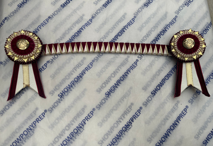14.5” Burgundy & Gold Browband with Gold Button