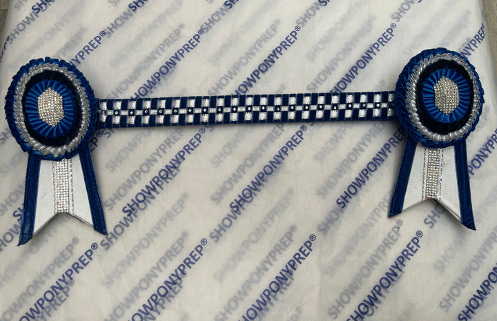 14.5” Navy & White Diamonte Browband