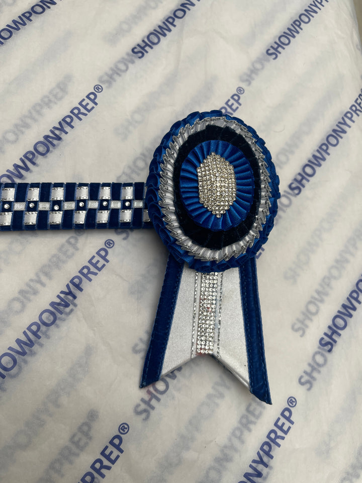 14.5” Navy & White Diamonte Browband