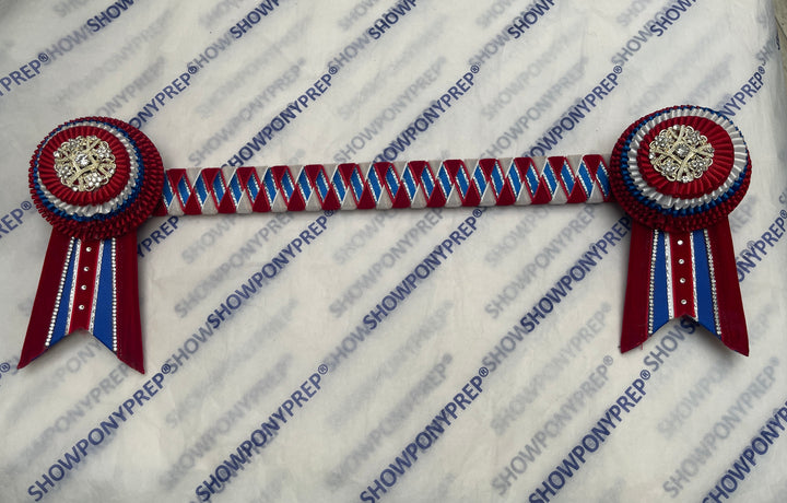 15” Red & Blue Browband with Diamonte design