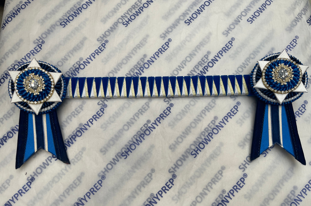 15” Navy, White & Gold Browband