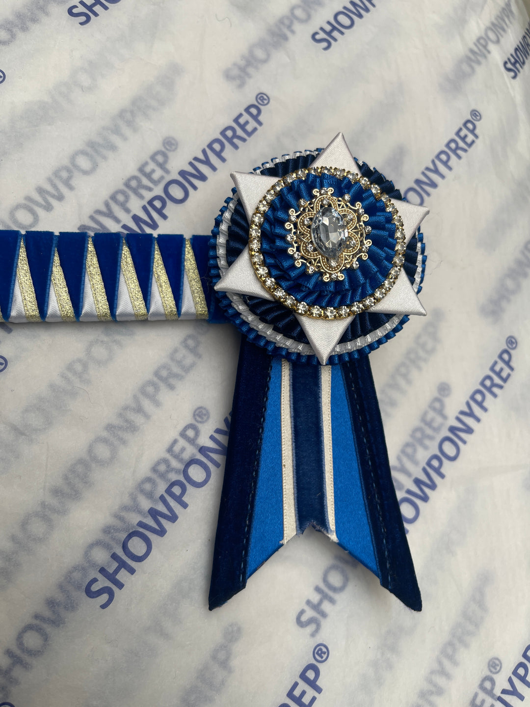 15” Navy, White & Gold Browband