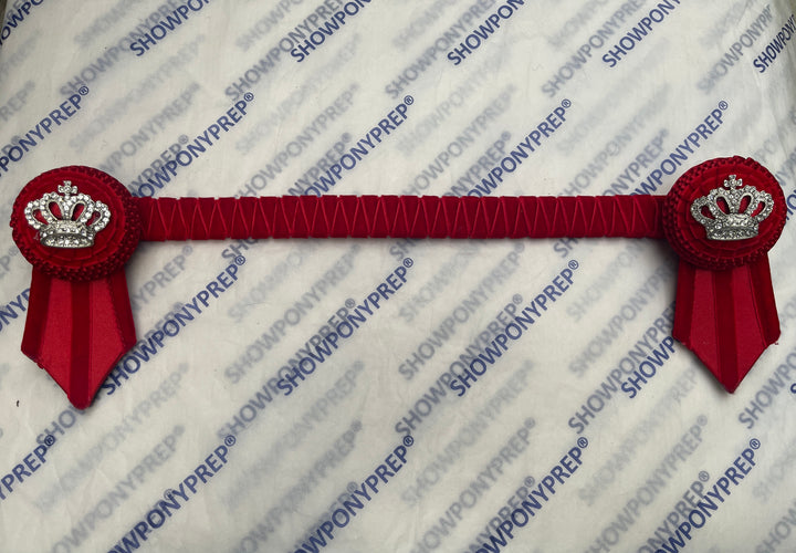 15” Red Browband with Crown Rosette