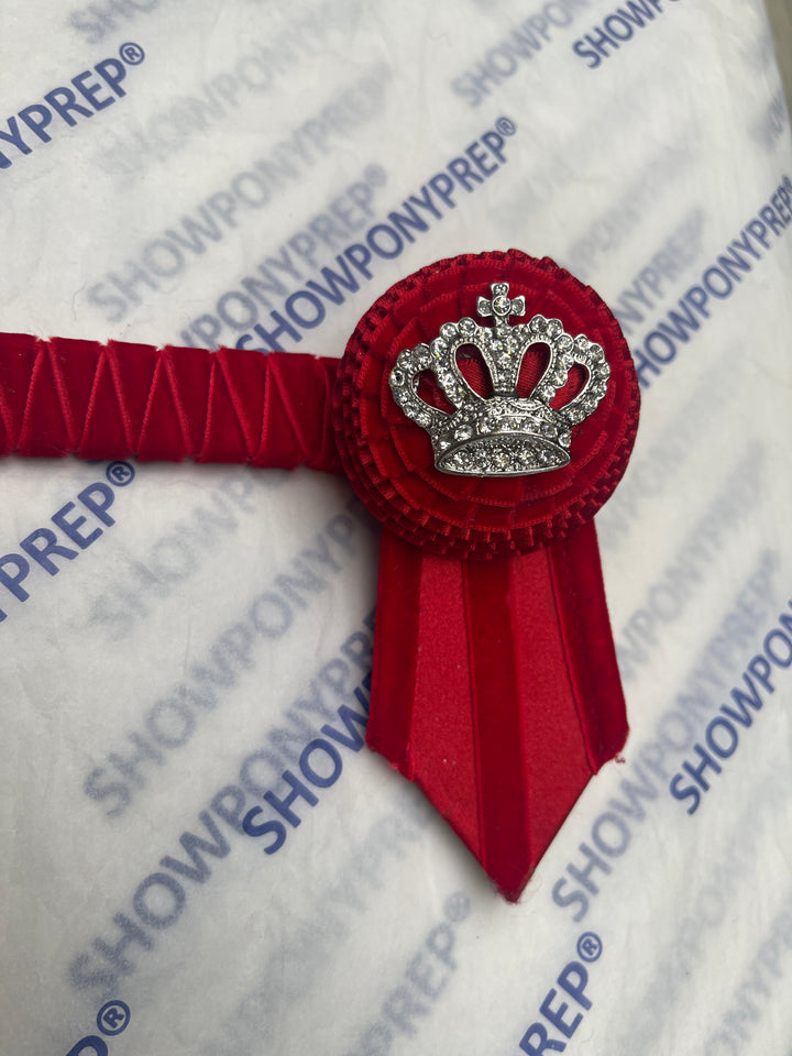 15” Red Browband with Crown Rosette