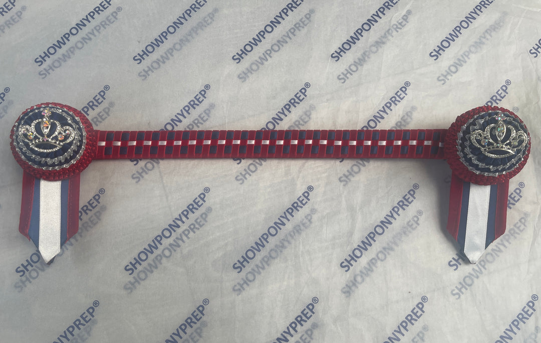 16" Red, Navy & White Browband
