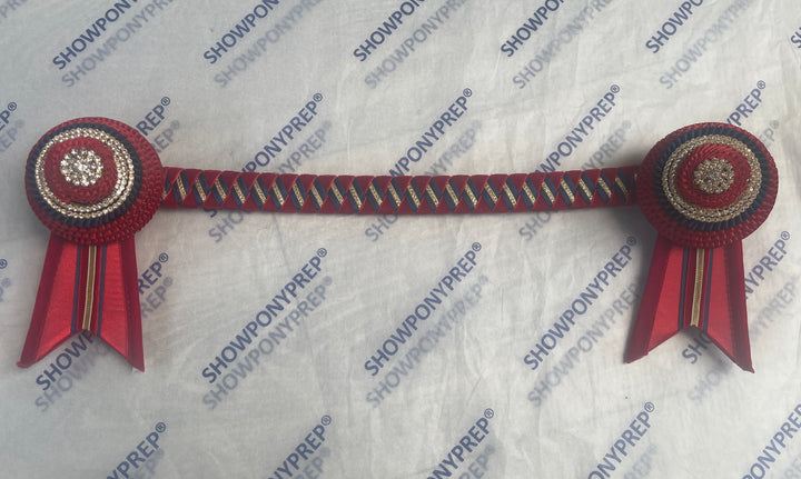 16" Red, Navy & Gold Browband