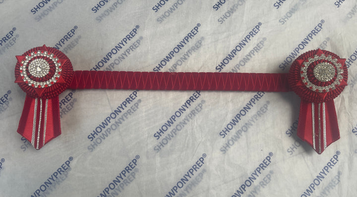 16" Red & Diamonte Browband