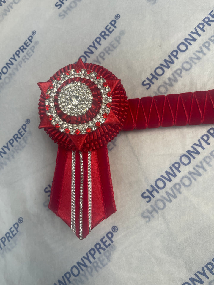 16" Red & Diamonte Browband