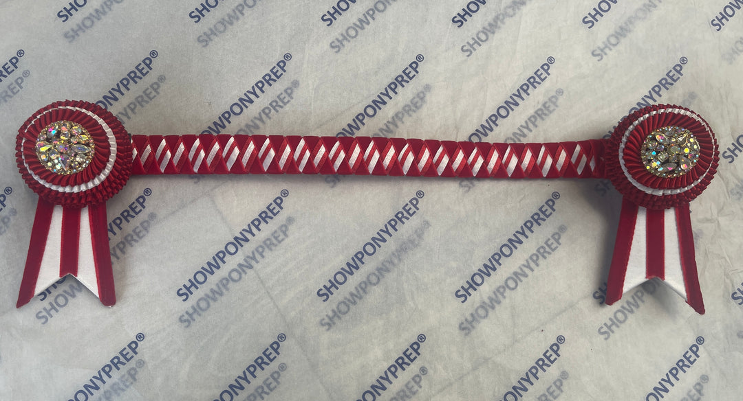 16.5” Red & White Stripe Browband
