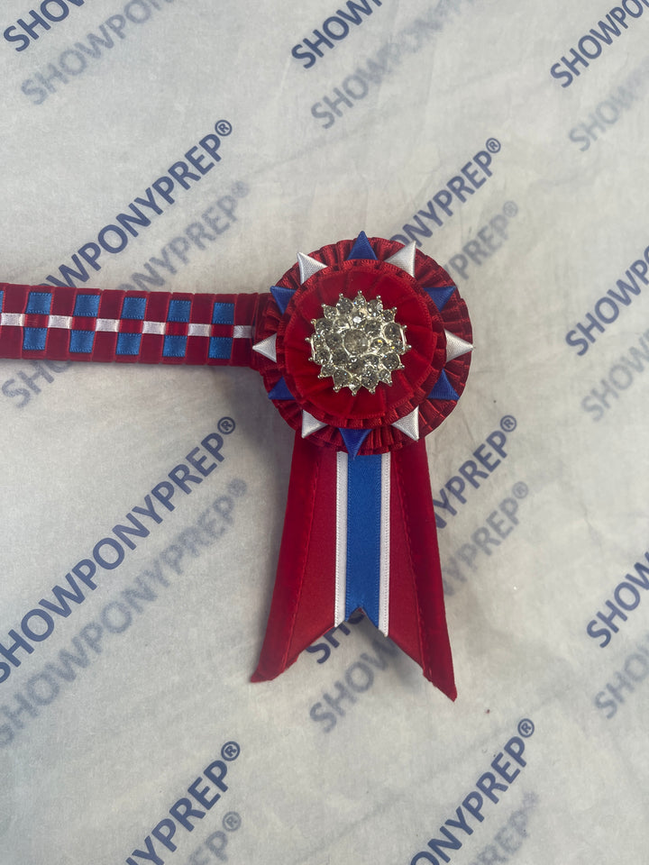 16.5” Red & Blue Checkerboard Browband