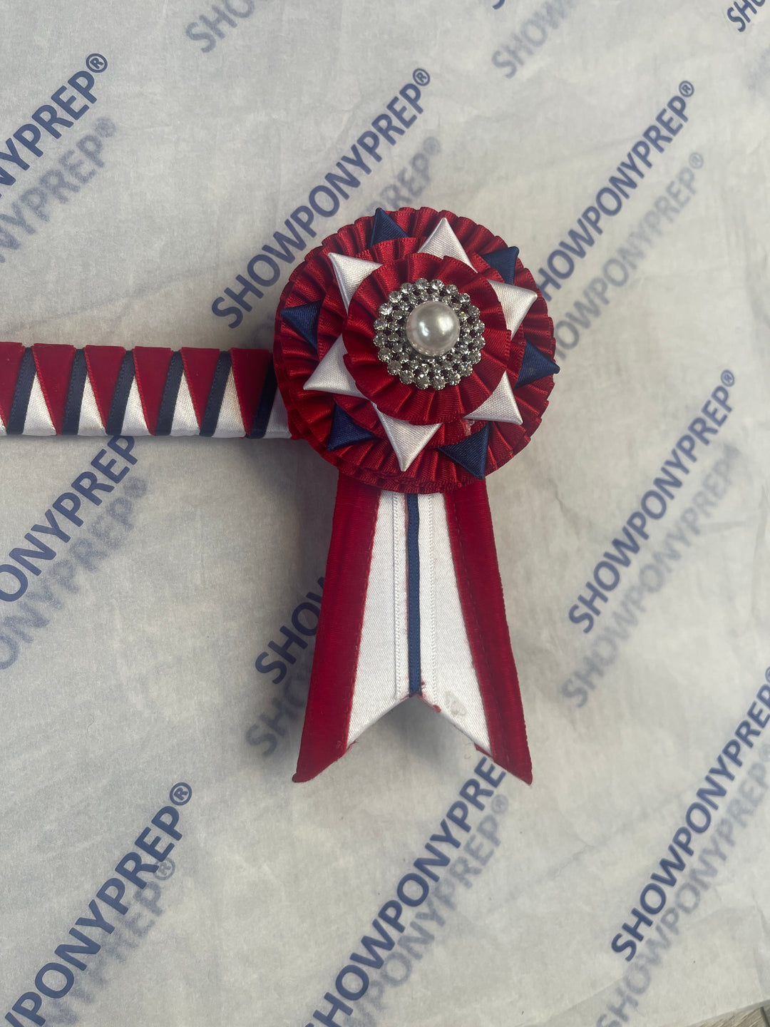 16.5” Red, White & Blue Browband with Pearl