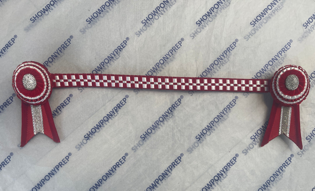 17.5" Red & White Checkerboard Browband