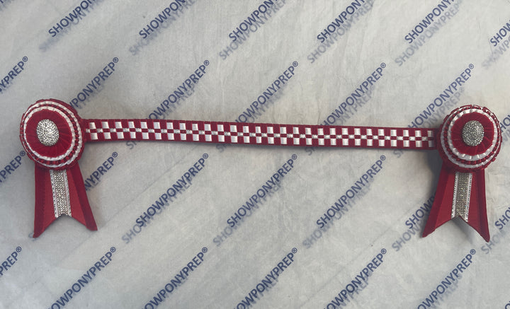 17.5" Red & White Checkerboard Browband