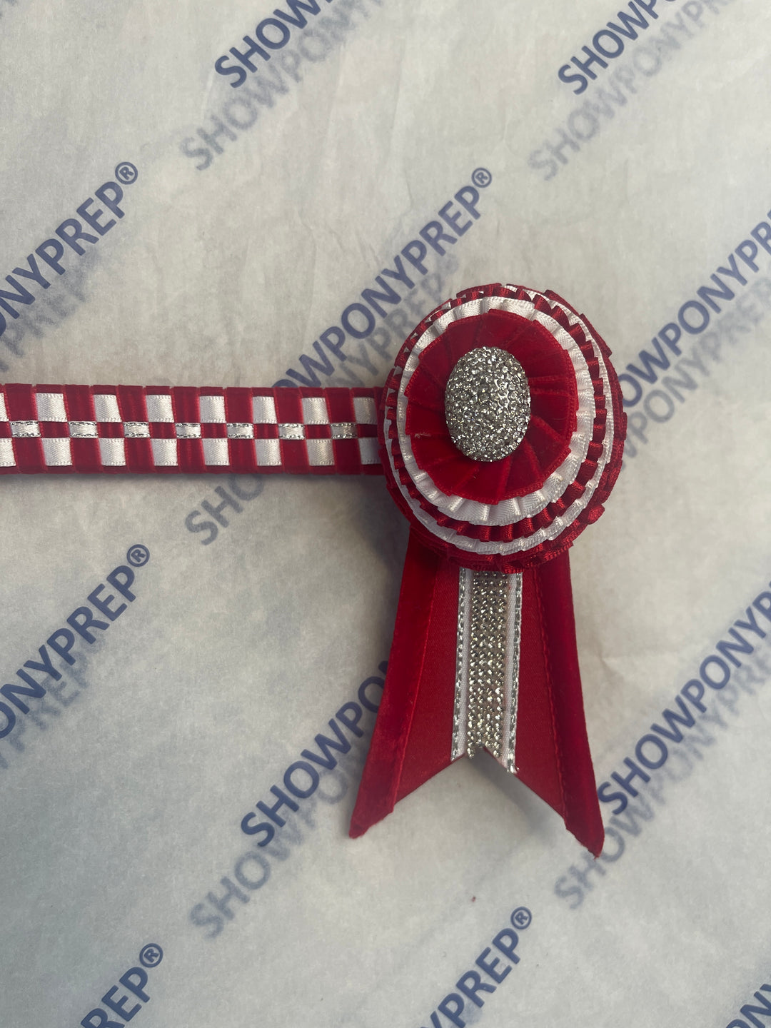 17.5" Red & White Checkerboard Browband