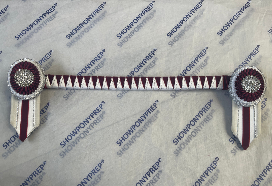 15.5" Burgundy & White Browband