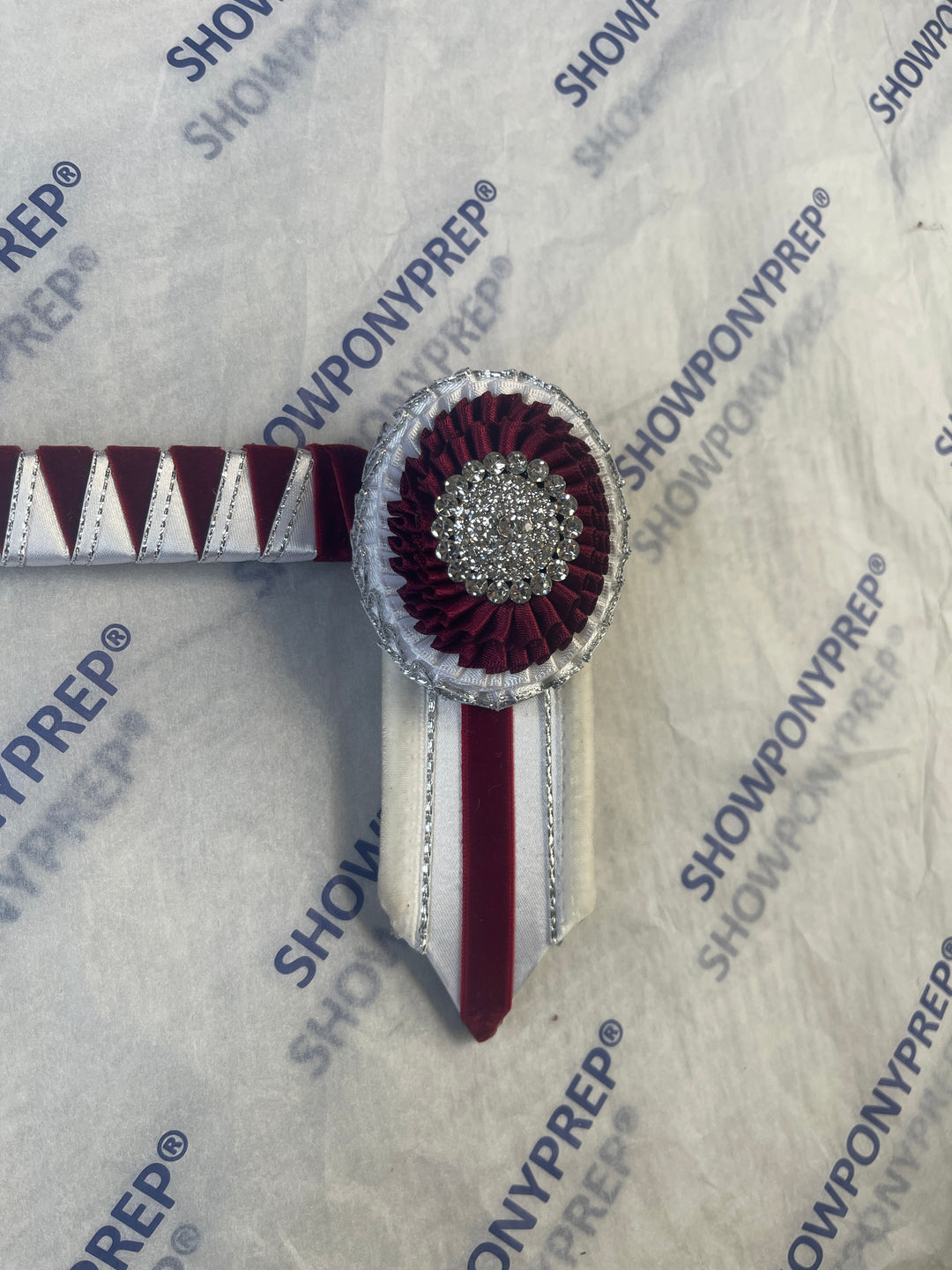 15.5" Burgundy & White Browband