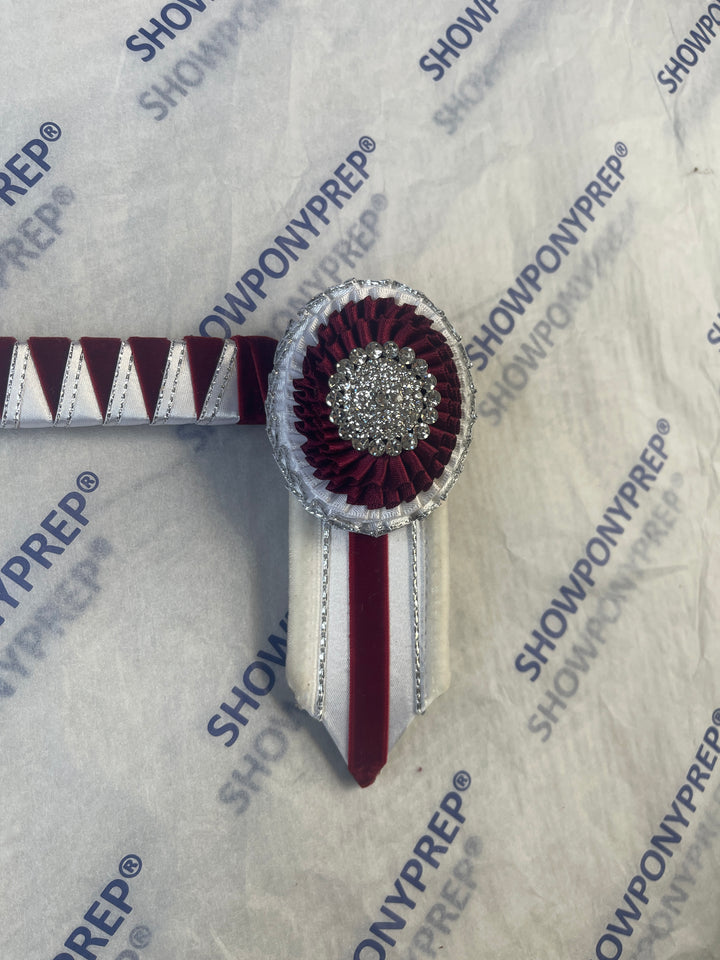 15.5" Burgundy & White Browband