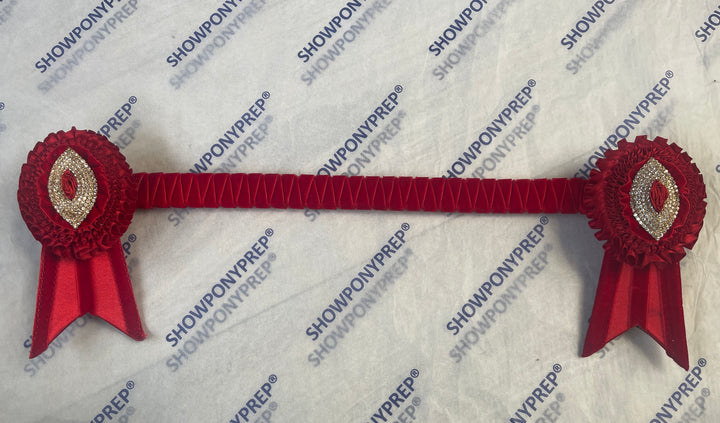 15.5" Red Browband with Oval Rosettes