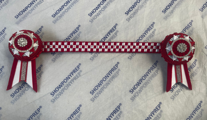 15.5" Red & White Checkerboard Style Browband