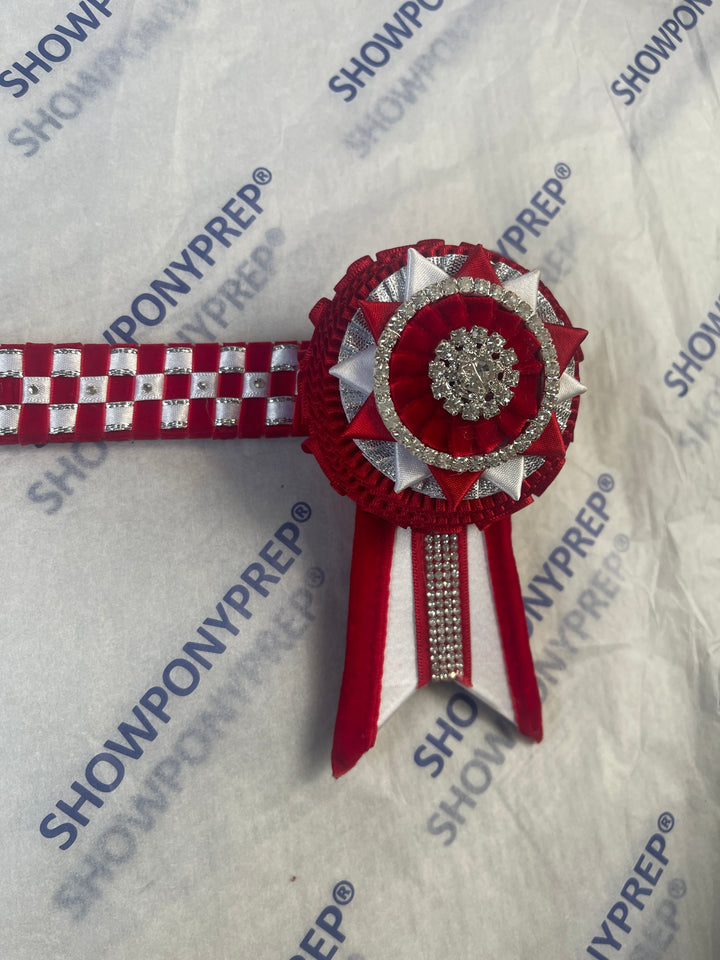 15.5" Red & White Checkerboard Style Browband