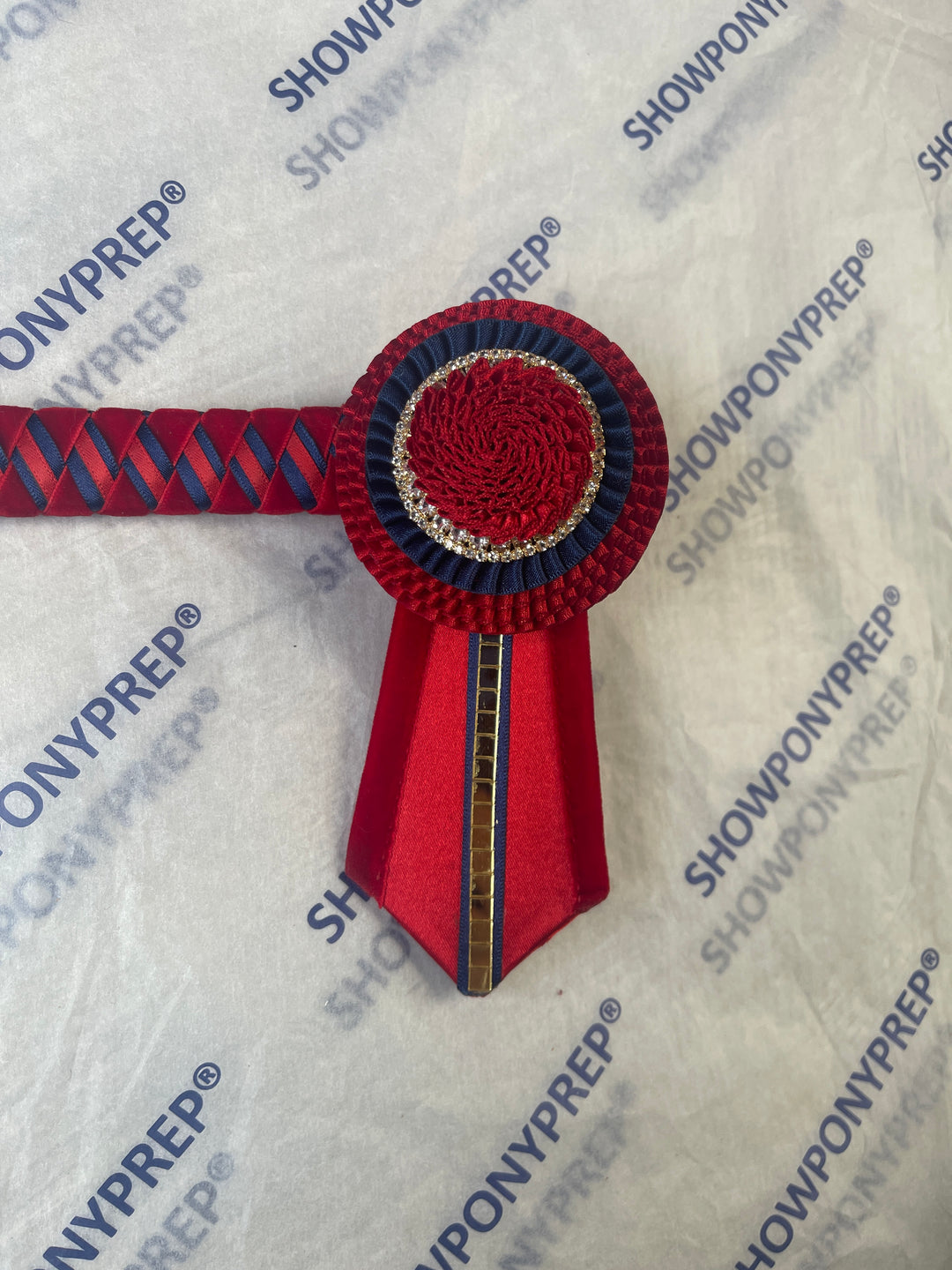 15.5" Red, Navy & Gold Browband