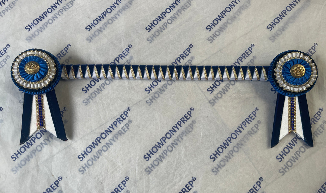 15.5" Navy, White & Gold Browband