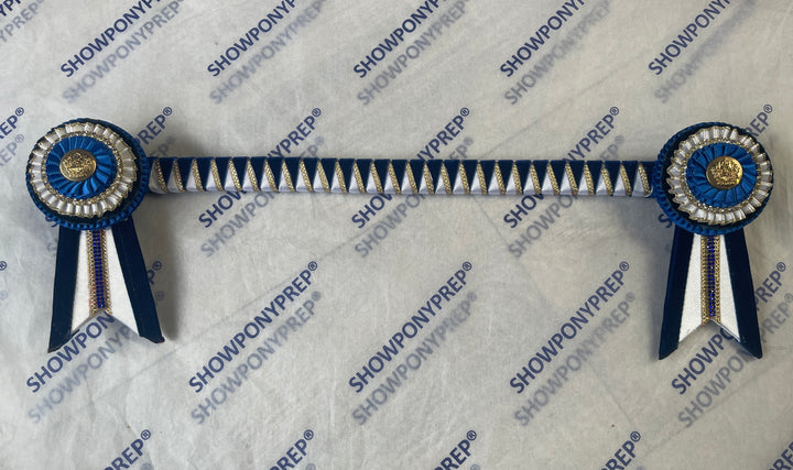 15.5" Navy, White & Gold Browband