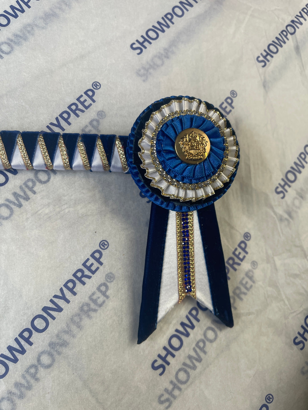 15.5" Navy, White & Gold Browband
