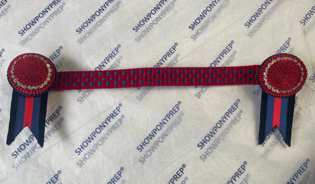 15.5" Red & Navy Browband