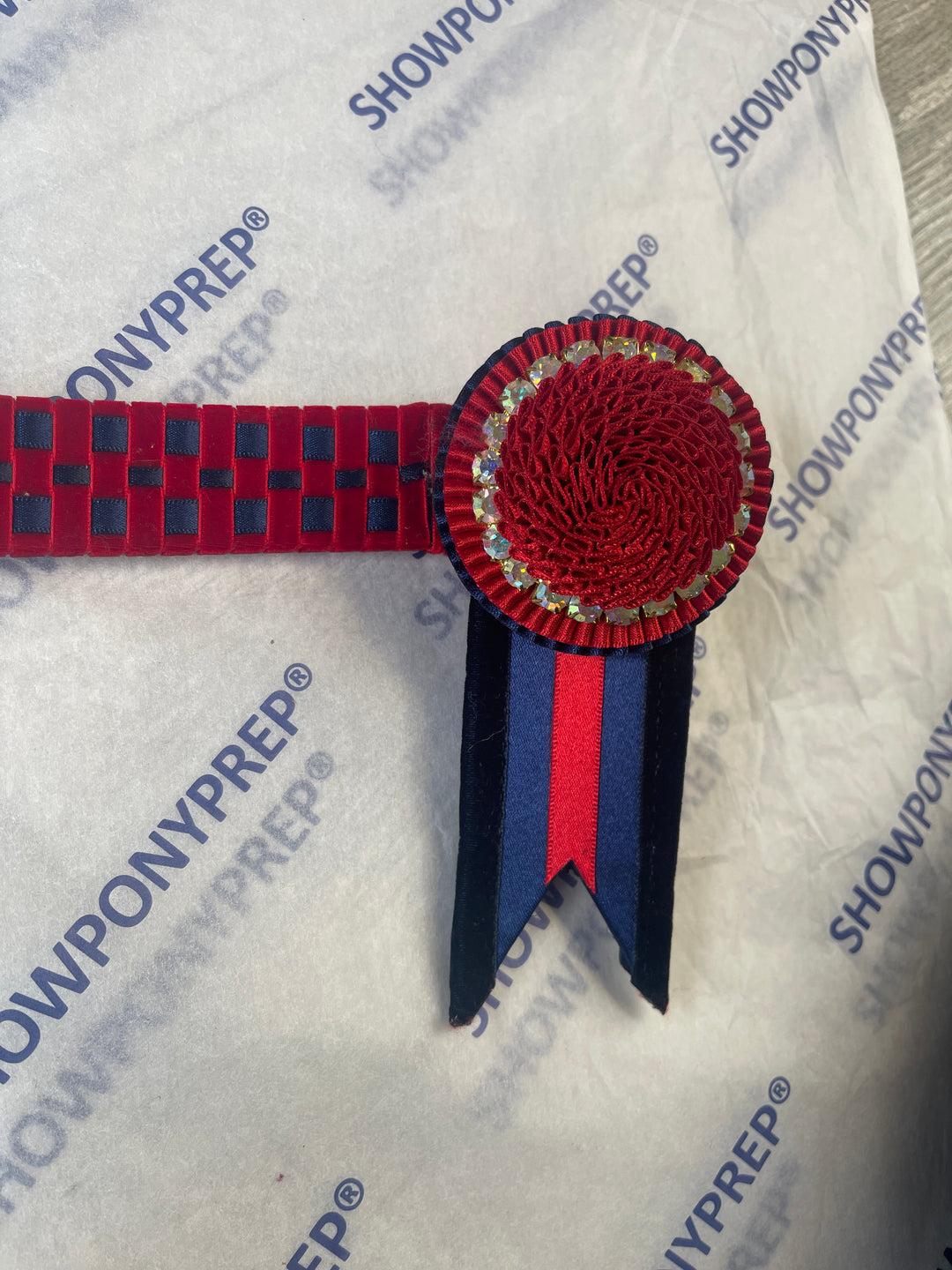15.5" Red & Navy Browband