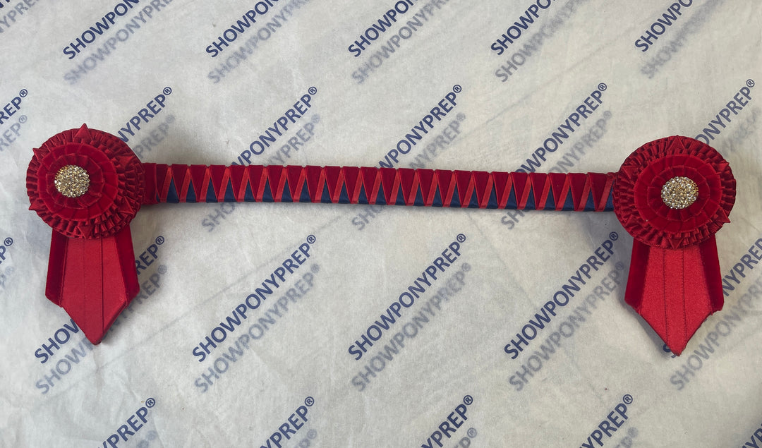 15.5" Red, Navy & Gold Browband