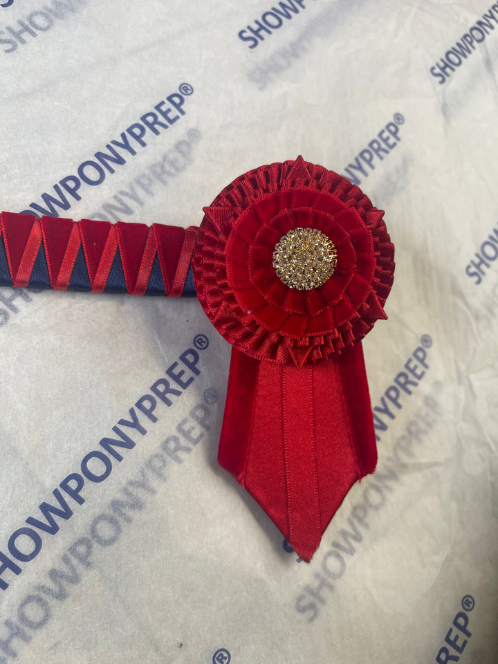 15.5" Red, Navy & Gold Browband