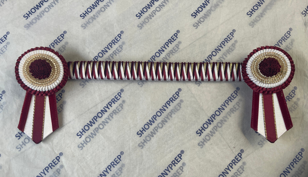 15.5" Burgundy, White & Gold Browband