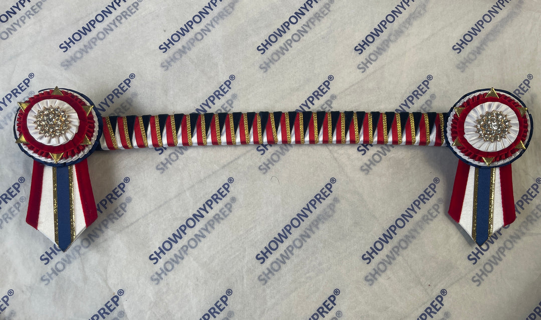 15.5" Red, Navy & Gold Browband