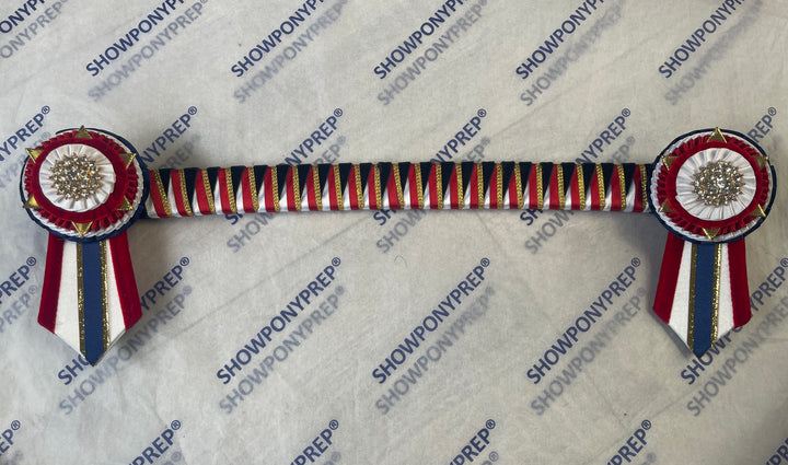 15.5" Red, Navy & Gold Browband